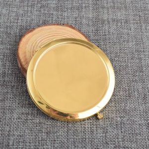 Wholesale round metal rose gold silver makeup double-sided mini pocket mirror customized logo