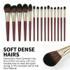 Professional Red Synthetic Hair 11-Piece Wood Handle Face & Eye Washable Foundation Makeup Brush Set Private Label