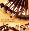 Professional Red Synthetic Hair 11-Piece Wood Handle Face & Eye Washable Foundation Makeup Brush Set Private Label