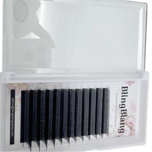 Bling Blang Korean Private Label Lashes Premium Luxury Mink Silk Soft Faux Mink Volume 3DW/4DW Matte Black Eyelashes Extension
