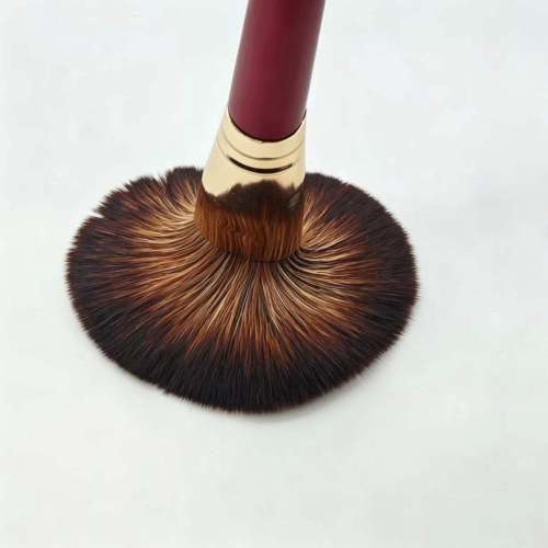 Professional Red Synthetic Hair 11-Piece Wood Handle Face & Eye Washable Foundation Makeup Brush Set Private Label
