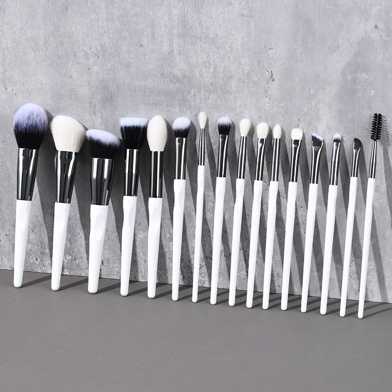 Custom Logo Private Label 14Pcs Makeup Brush Set Unique White Twisted Handle Face Eye Cosmetic Brushes Wholesale