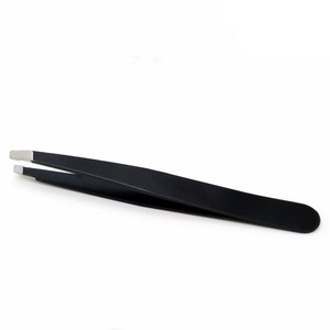 Black Color Stainless Steel High Performance Eyebrow Eye Brows Slant Tweezer