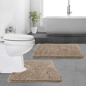 Chenille super absorbent anti slip bath mat set