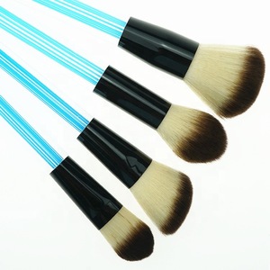 Customized High End Crystal Blue Acrylic Cosmetic Brushes Vegan Fiber