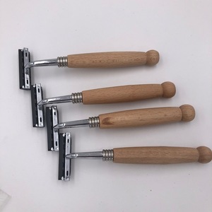 Eco friendly wooden handle safety twin blade shaving razor