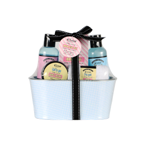 Famous Cute iron basket shrink pack skin care body lotion bath spa gift set