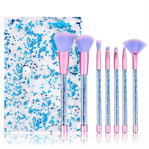 Glitter makeup brush girl heart PVC Plastic handle animal Hair a set of make up brushes empty handle