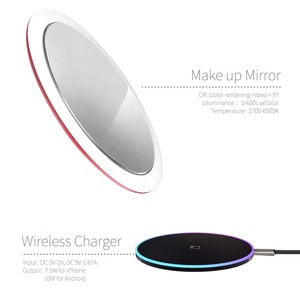 Hand Small Portable Pocket Vanity Lighted Make-Up Light Make Up Led Makeup Mirror with Wireless Charger charging