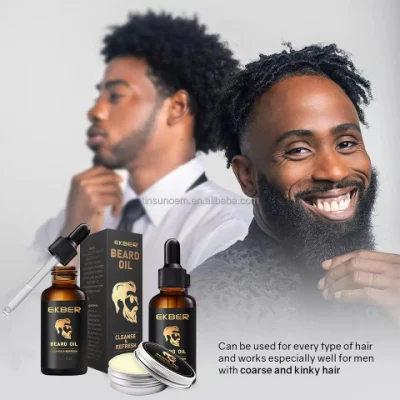 Men Beard Kit Organic Beard Oil Products Growth Fuller Beard Care Smooth Serum Mustache Oil Balm Cream