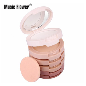 New 5 colors Kit Compact Puff Cake Mineral Face Powder Foundation Attached With A Fine Powder Puff