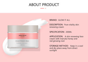 Oem/Odm Glow It All Brand Sulfate Free The Best Skin Care Bleaching Whitening Cream Body Base