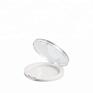 Plastic white compact pressed powder case for cosmetic packaging