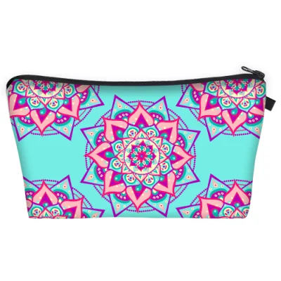 Polyester Wholesale Mandala Printed Cosmetic Bag Makeup Pouch Pencil Bag