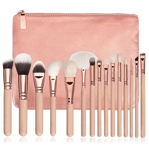 professional hot seller best goat hair 15pcs sets makeup brushes kit cosmetic tools with zipper case