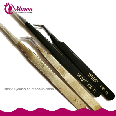 Straight Elbow Tweezers for False Eyelashes Extension Premade Fan Lashes