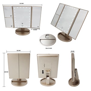 Three Panels LED Makeup Mirror With 10 X Mirror