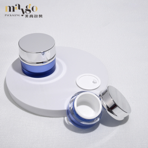 wholesale double wall empty cosmetic packaging plastic  acrylic cream jar 50g 30g blue cream jars