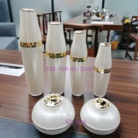 Acrylic Cosmetic Packaging Set, Cylindrical Cream Jar & Lotion Bottle for Skincare, Custom Color, Logo Hot Stamping & Printing