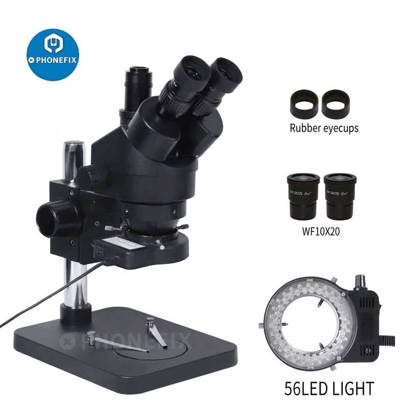 7-45X Trinocular Industrial Zoom Stereo Microscope for Phone Logic Board PCB Repair