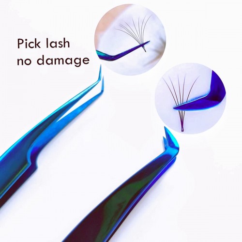 2 Pcs Volume Tweezers Eyelash Extensions Neat Volume Lash Tweezers L & C Shape High Eyelash Tweezer For 0.03~0.25mm Lashes