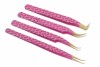 Set of 4 Diamond Grip Eyelash Extensions Tweezers Japanese Stainless Steel Lash Tweezer (Pink) BY FARHAN PRODUCTS & Co