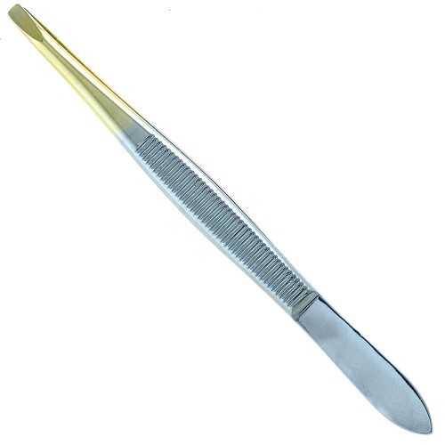 Gold Tipped Surgical Grade German Stainless Steel Tweezer (Slanted)-Flawless Eyebrow and Facial Hair Shaping and Removal Tweezer