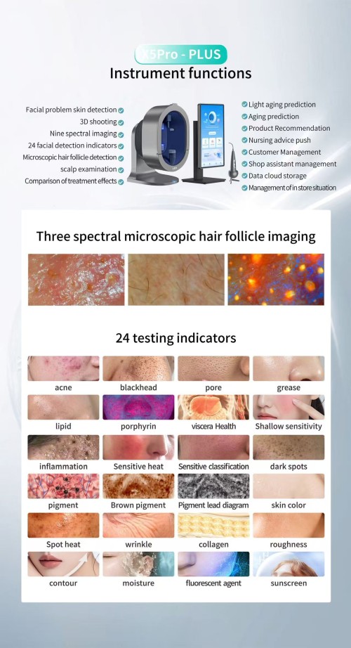 X5‑PRO AI Skin Analyzer Machine, 8 Spectrum Facial Skin & Scalp Detector