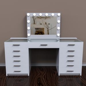 2021 new and hot big white color Hollywood Cosmetic Vanity Dressing Table with  mirror hollywood