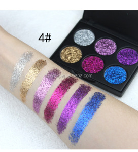 6 colors Sequin Diamond Eyeshadow beauty super Shiny metallic Glitter Powder Highlight Eye Shadow Party makeup