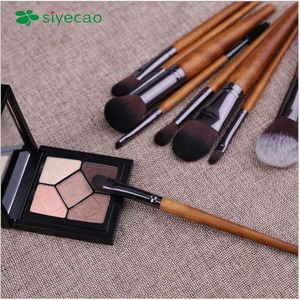 9pcs double-end wood color beautiful portable makeup brush set &Custom style cosmetics tool kit