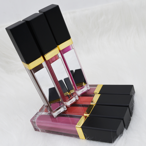 Best selling 2019 Chinese cosmetics vegan makeup private label tinted lip gloss with mirror multicolored square tube matte gloss