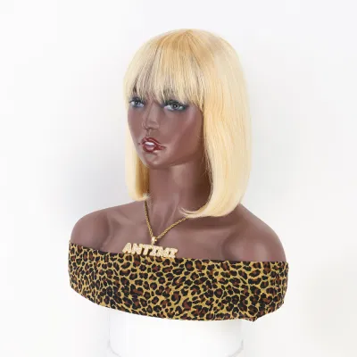 Cheap Factory Wholesale 100 Human Hair Machine Made Blonde 613# Bob None Lace Wigs for Black Women