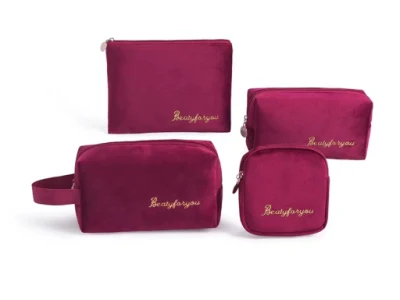 Flannel Soft Custom Embroidered Storage Bag Cosmetic Makeup-Bag