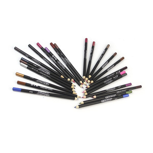 Hot selling high quality waterproof and moisturizing 24colors lip liner and eyeliner pencil best eyeliner wooden pencil