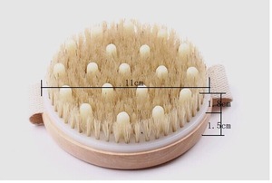 Hot selling round handy wooden massager bath brush,massager bead bath brush