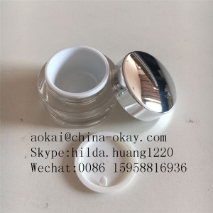 Luxury acrylic 30g clear plastic jar with metal silver lid and silver inner jar/Old round cream jar