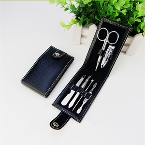Manufacturer supply mini leather manicure and pedicure set nail art tools