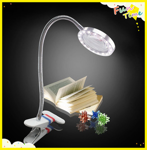 popular fashionable New design gooseneck clip reading lamp magnifier LED light bed light USB desk lamp