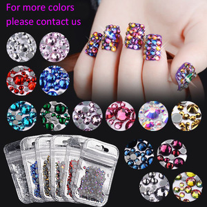 Round Crystal Stone AB Nail Art Mixed Flat Backs Rhinestones Gems Nail Supplies