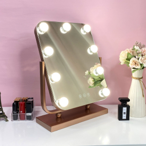 Smart Touch Screen Dimmable 9 Bulbs Desktop Hollywood Led Makeup Mirror