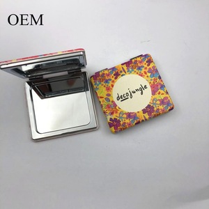 Square Mini Hand Cosmetic Tool Makeup Mirror with Patch Pattern