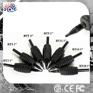 TATOO 40pcs 16mm Silicone Soft Black Grip Disposable Tattoo Tubes with Clear Long Tips 9D for Liner Shading