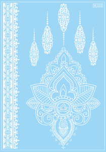 White lace&black lace temporary india henna tattoo stencil