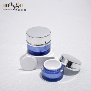 wholesale double wall empty cosmetic packaging plastic  acrylic cream jar 50g 30g blue cream jars