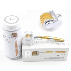 wholesale gold microneedle get skin system set micro needle 0.5mm 1mm titanium dermaroller 192 microneedling zgts derma roller