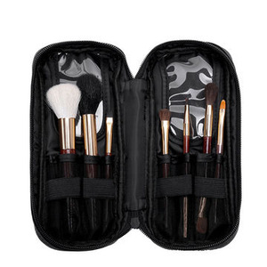 Women travel makeup kits face cosmetic tools acrylic handle makeup brush set with PU case