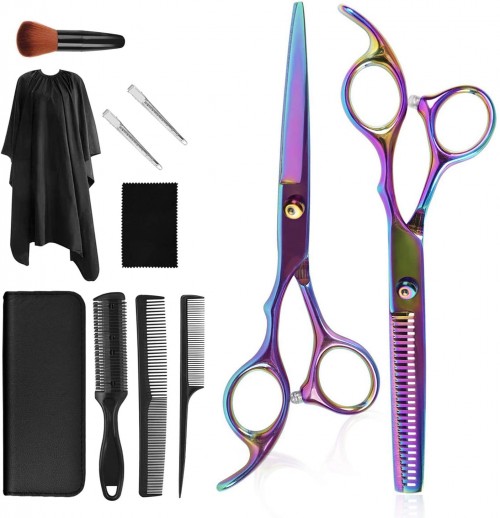 Hair Cutting Scissors Kits 11Pcs Professional Haircut Scissors Kit with Comb-Clips-Cape New Craftsmanship Stainless Steel