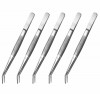 Stainless Steel Tweezers with Curved Serrated Tip Multipurpose Tweezers Sewing Machine Tweezers Forceps for Craft Repairing 5Pcs