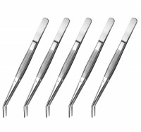 Stainless Steel Tweezers with Curved Serrated Tip Multipurpose Tweezers Sewing Machine Tweezers Forceps for Craft Repairing 5Pcs